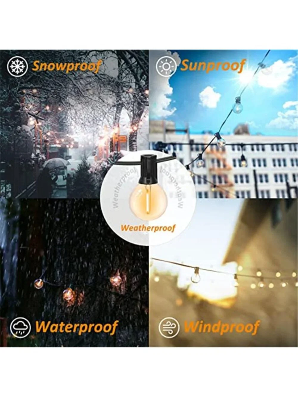 200FT Outdoor String Lights G40 Globe Patio Lights Waterproof Outdoor Bistro
